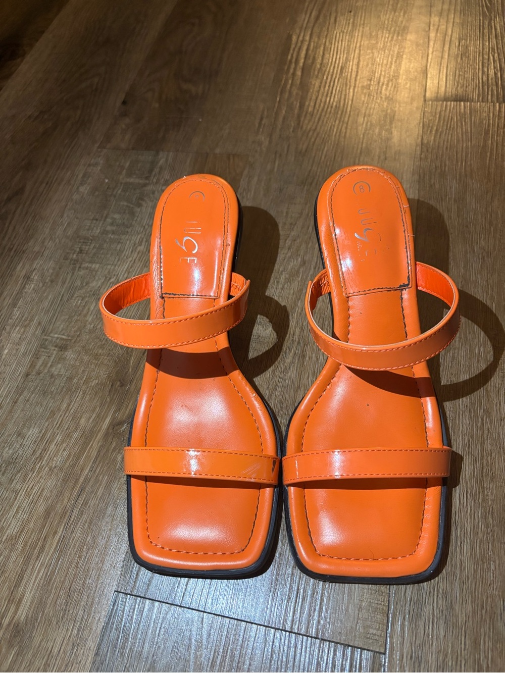 & Other Stories Bright Orange Double-Strap Square-Toe Sandals